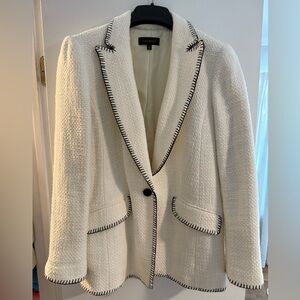 Talbots Women's White Jacket with Black Trim